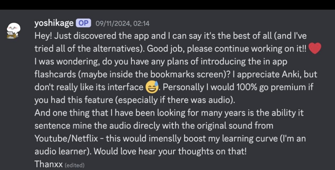 FluentAI community testimonial comparing it to Language Reactor