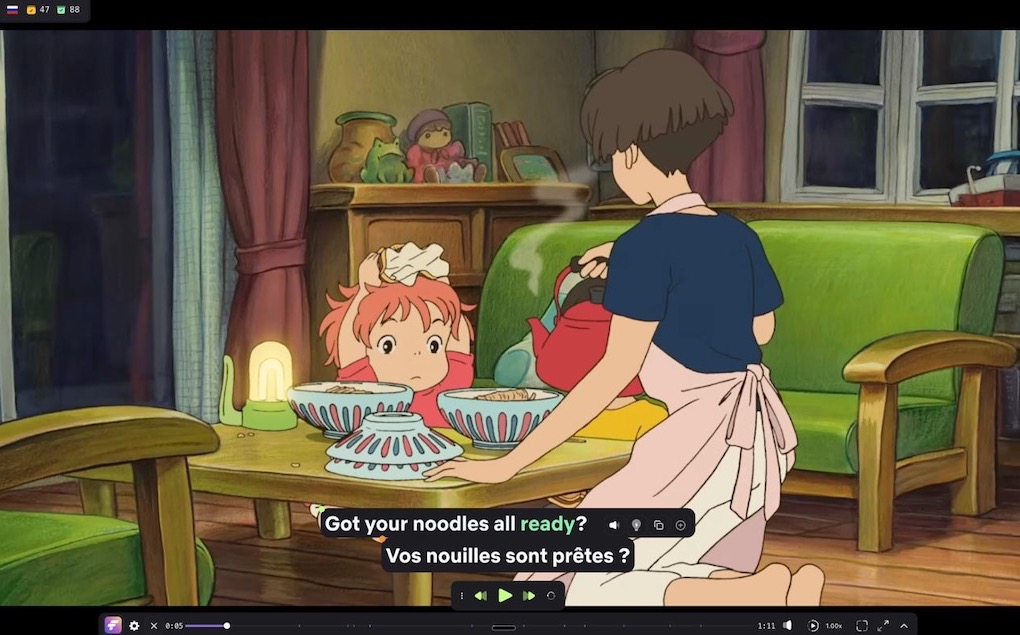 FluentAI dual subtitles while watching streaming content